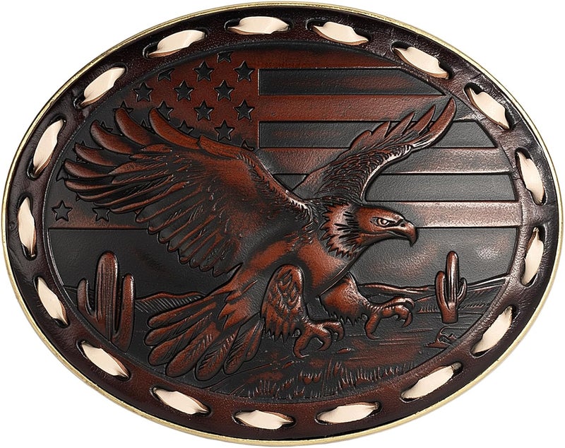 Biybletes Store Western Belt Buckle – 3D Engraved Genuine Leather Cowboy & Cowgirl Belt Buckle Fits 1.5 Inch Belts - Image 1